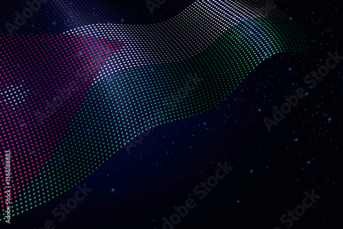 Jordan digital flag made of dots over a starry background