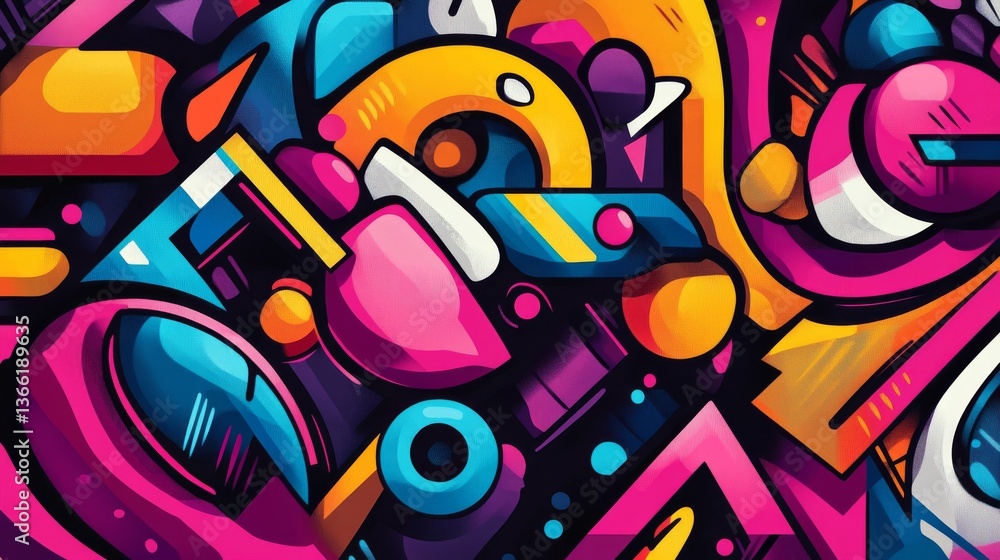 Fototapeta premium Vibrant graffiti-style abstract background with bold colors and urban street art aesthetic ant graffiti-style abstract background with bold colors and urban street art aesthetic