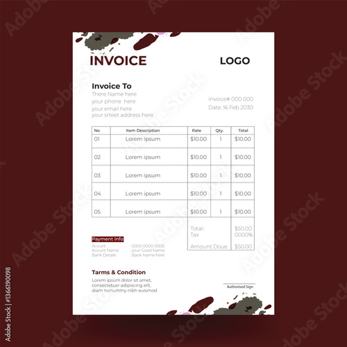 Modern, simple and creative invoice template, invoice design