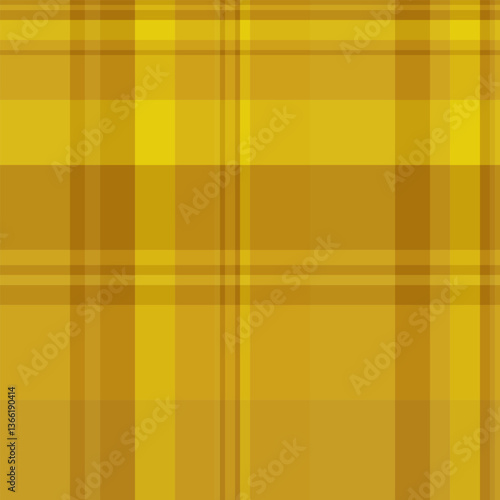Decor textile check fabric, orange tartan vector pattern. Infinity background texture seamless plaid in amber and yellow colors.