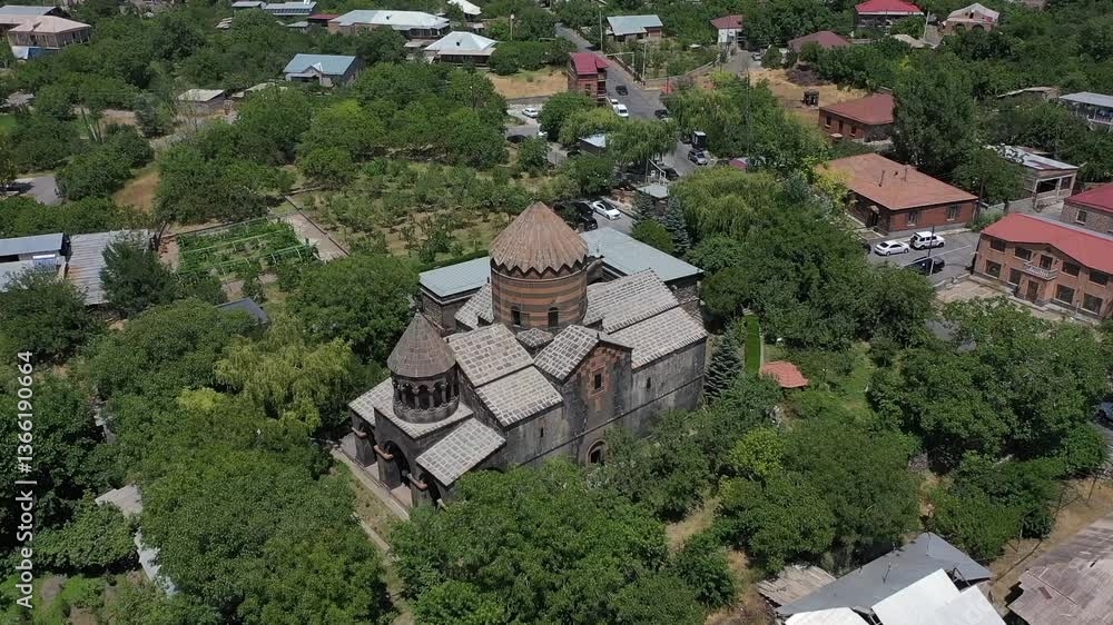 Drone shot of Saint Gevork Monastery in Mughni village near Ashtarak, Aragatsotn Province of Armenia Drone shot of Saint Gevork Monastery in Mughni village near Ashtarak, Aragatsotn Province of Armenia