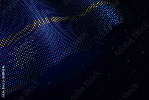 Nauru digital flag made of dots over a starry background