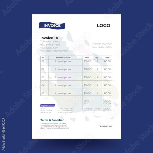 Creative invoice template design with mockup, invoice design template