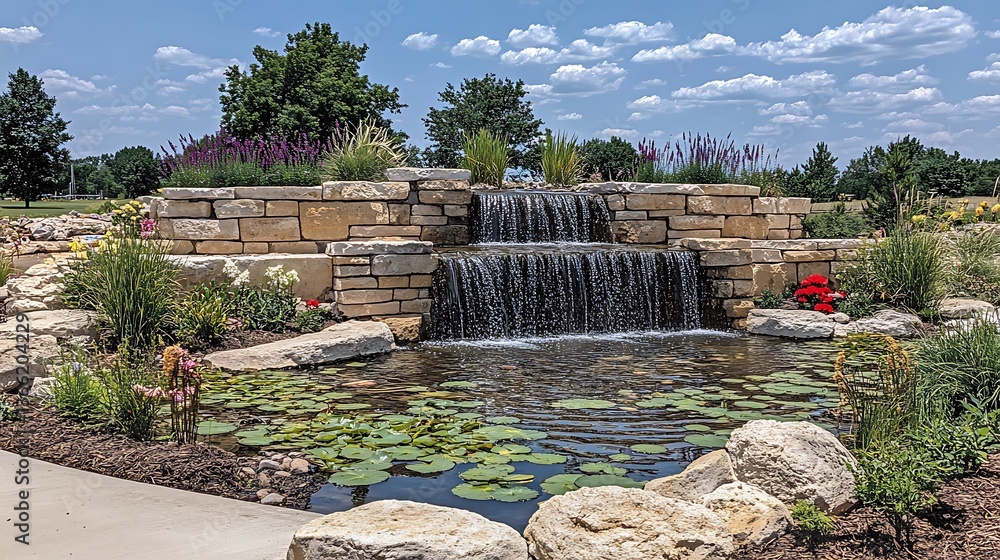 Obraz premium Waterfall Garden Landscape.