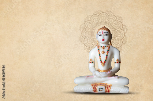 Happy Mahavir jayanti JAIN GOD IDOL picture of the deity Mahavira sculpted