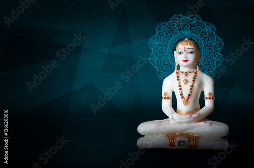 Tableau sur toile Happy Mahavir jayanti JAIN GOD IDOL picture of the deity Mahavira sculpted