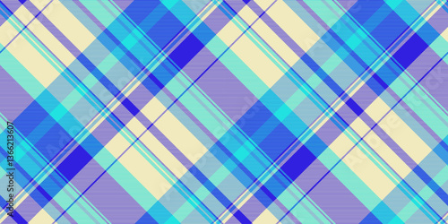 40s texture background plaid, painting fabric vector textile. Minimal seamless pattern check tartan in light and indigo colors.
