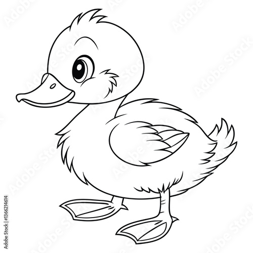 vector illustration of a duck coloring page