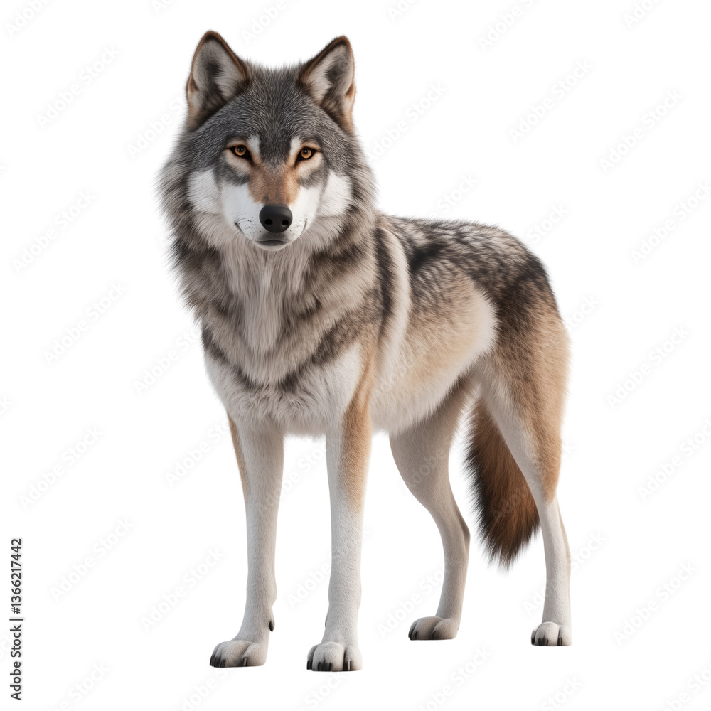 Obraz premium Wolf on a transparent background majestic animal nature scene realistic detail
