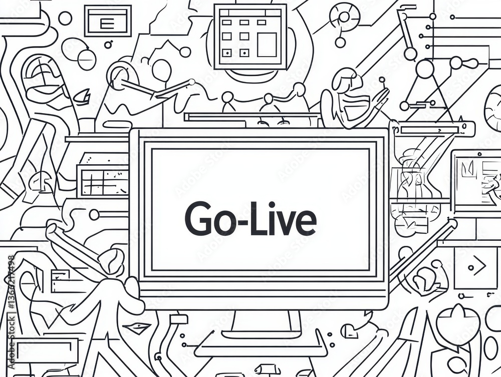 Abstract Digital Transformation Concept with Go-Live on Computer Screen Abstract Digital Transformation Concept with Go-Live on Computer Screen