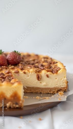 Wallpaper Mural Cheesecake with Strawberries Decorated on a Simple Background   Torontodigital.ca