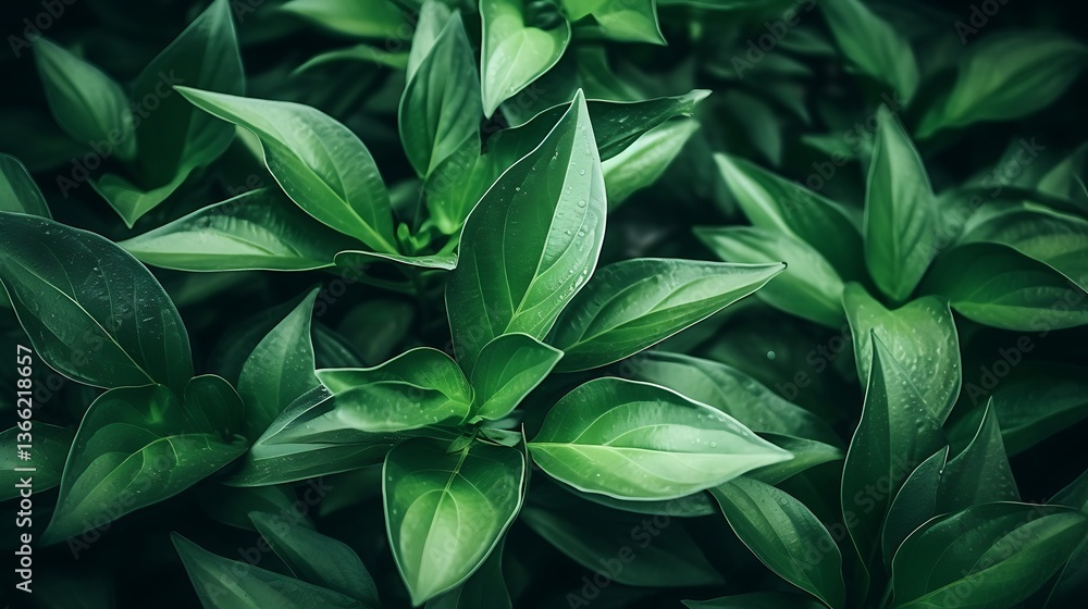 Fototapeta premium Lush Green Foliage: A Symphony of Emerald Leaves