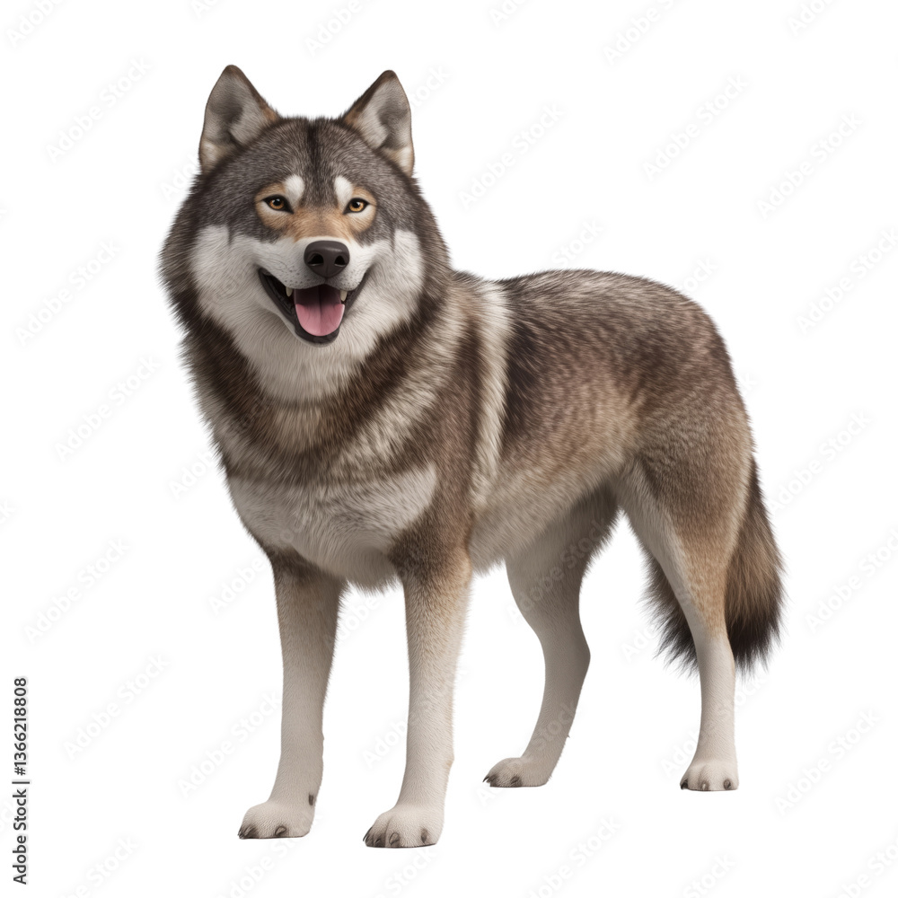 Wolf standing proud on a animal portrait natural setting clear view on a transparent background Wolf standing proud on a animal portrait natural setting clear view on a transparent background