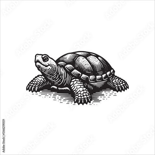 Simple Snapping Turtle Side View Vector Icon – Vintage Logo & Retro Illustration