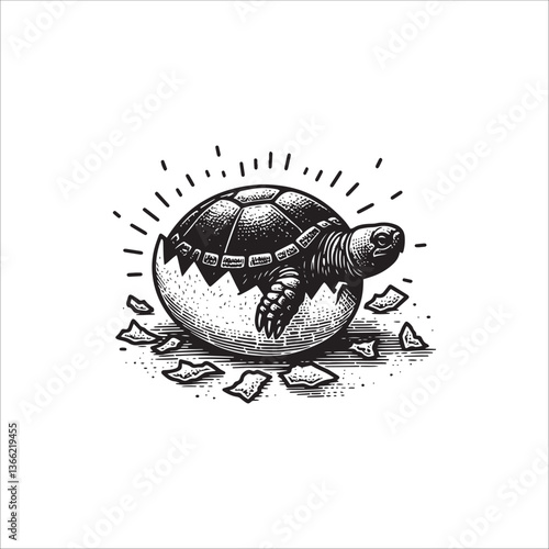 Simple Gopher Tortoise Hatch Vector Icon – Vintage Logo & Retro Illustration