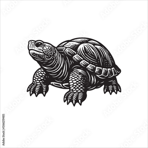 Simple Gopher Tortoise Side View Vector Icon – Vintage Logo & Retro Illustration