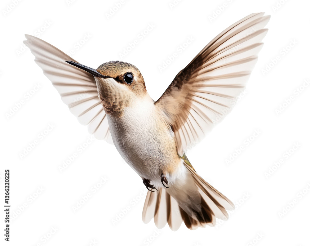 Obraz premium Hummingbird in mid-flight showcasing vibrant feathers and agility, cut out