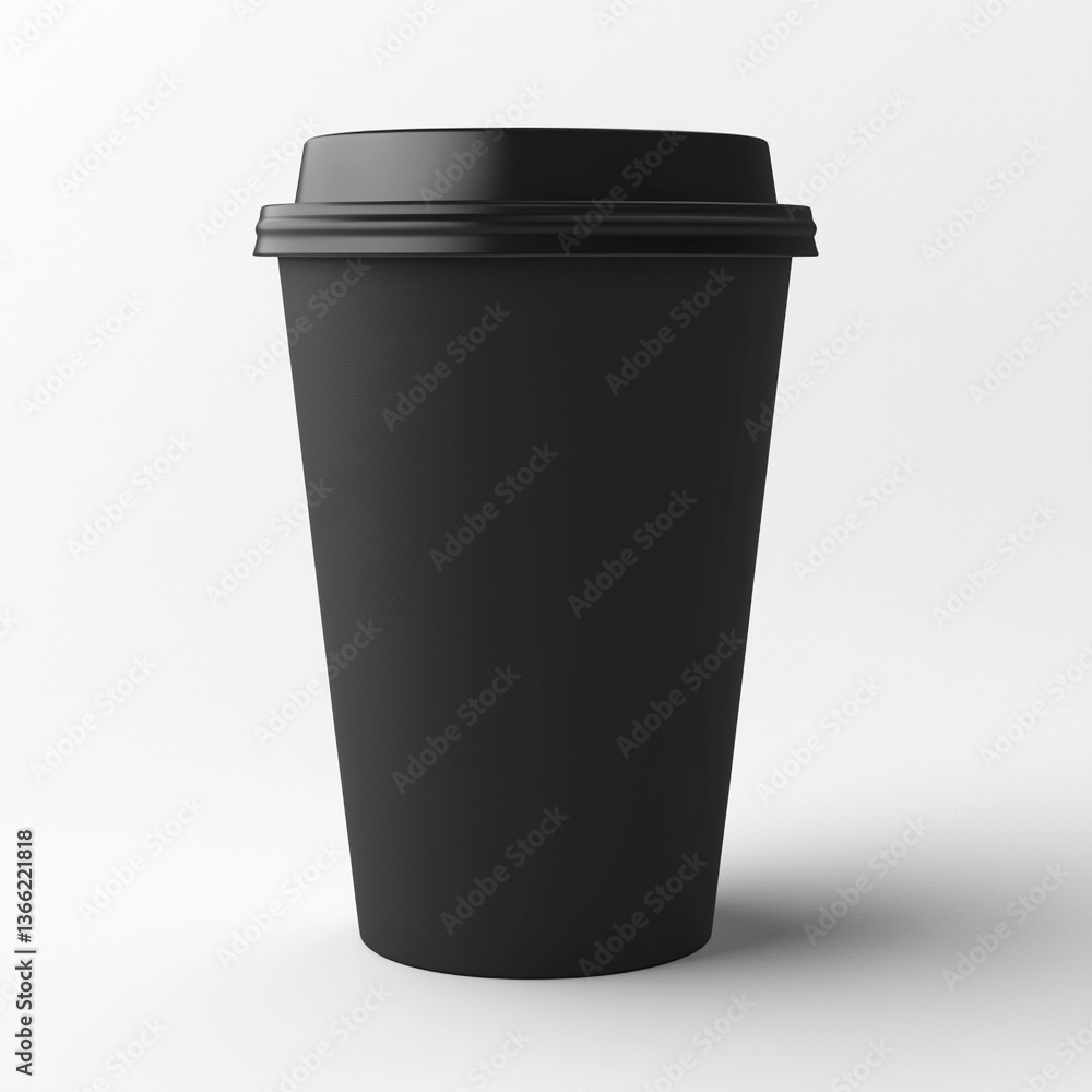Mockup of a black coffee cup on a white background. Mockup of a black coffee cup on a white background.