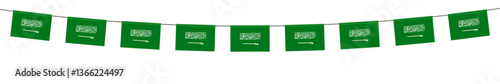 Saudi Arabia bunting flag isolated on white background. Design concept for national holidays, festival, carnival, ets.