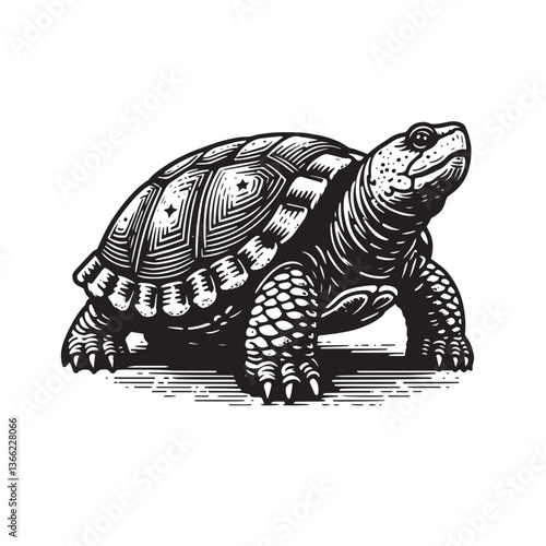 Simple Gopher Tortoise Walking Side View Vector Icon – Vintage Logo & Retro Illustration
