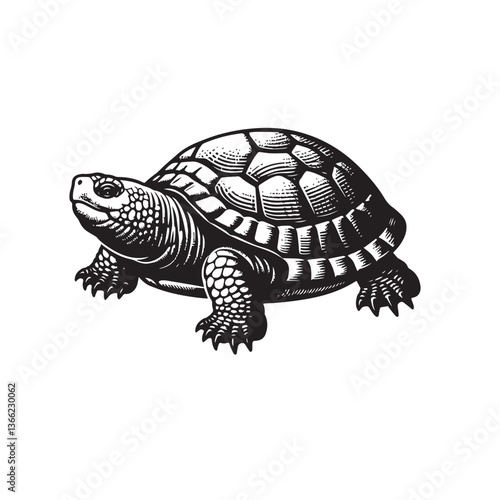 Simple Gopher Tortoise Walking Side View Vector Icon – Vintage Logo & Retro Illustration