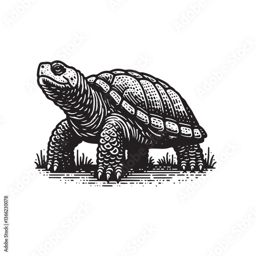 Simple Gopher Tortoise Walking Side View Vector Icon – Vintage Logo & Retro Illustration
