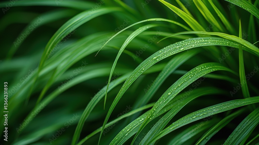 Close-up view of Pennsylvania sedge showcasing lush green blades in shaded environment Close-up view of Pennsylvania sedge showcasing lush green blades in shaded environment
