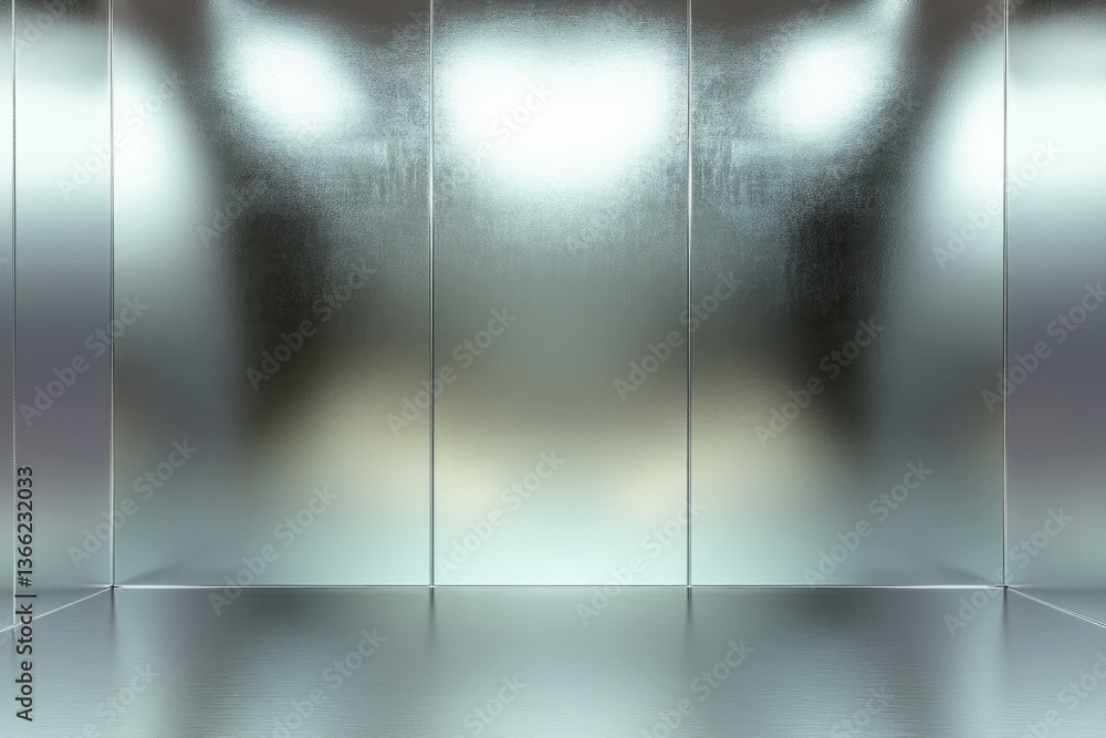 Obraz premium Sleek metallic space with smooth reflective surfaces creates fut