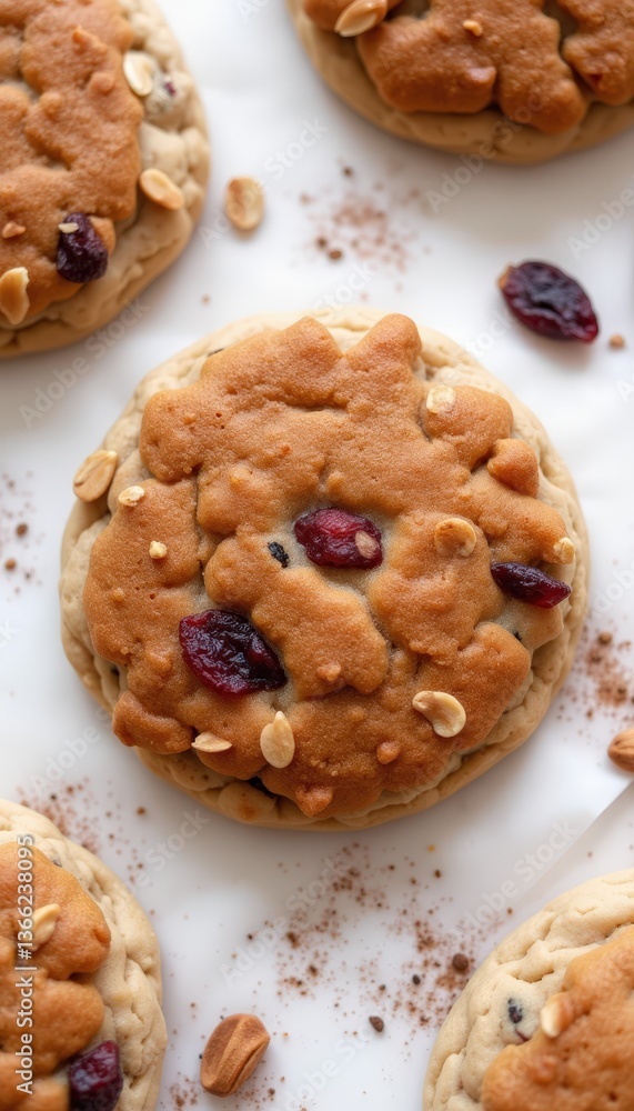 Oatmeal cookies with cranberries on white background Oatmeal cookies with cranberries on white background