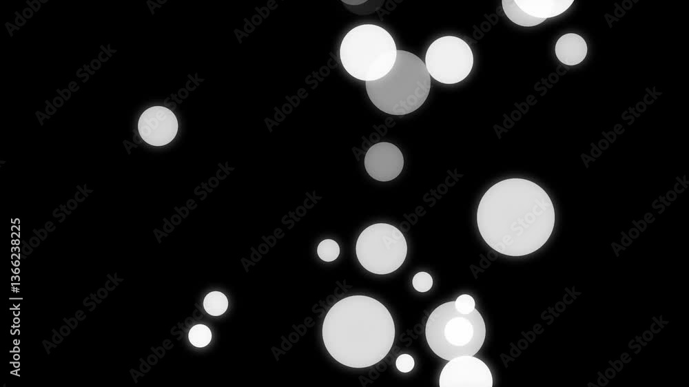 Bokeh light orbs, abstract glowing circle overlay on black background Bokeh light orbs, abstract glowing circle overlay on black background