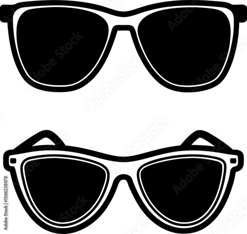 Simple sunglasses vector collection black and white, Vector of sunglass set design