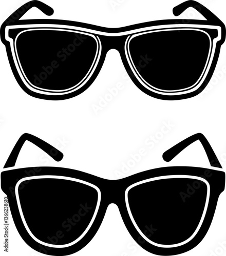 Simple sunglasses vector collection black and white, Vector of sunglass set design