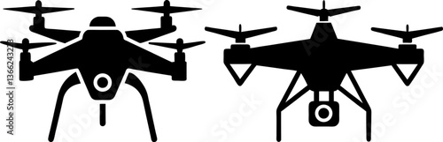 Drone line art vectors collection black and white, Vector of drone camera icon design