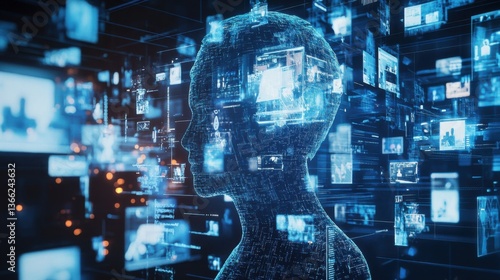 An AI powered system enhancing automated journalism by analyzing real time news events and social media trends, futuristic AI-driven newsroom with automated article generation, Media technology style