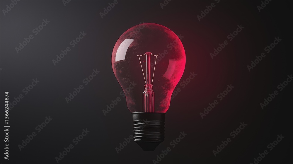 Pink light bulb on matte black background. Pink light bulb on matte black background.