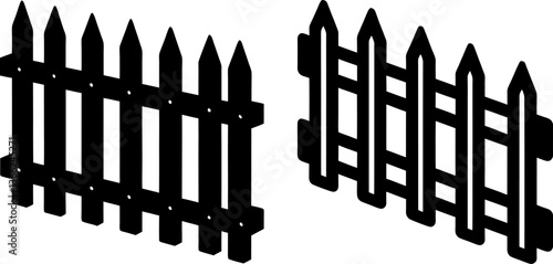 Fence vectors collection black and white, Vector of fence line art set design