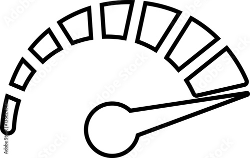Speedometer icon. Speed indicator icon line. isolated on transparent background