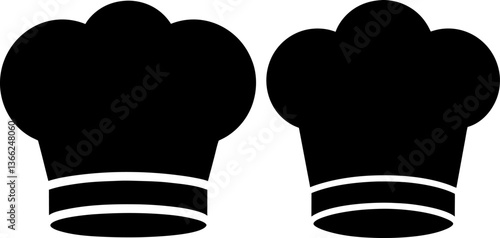 Chef hat vectors collection black and white, Vector of chef hat set design