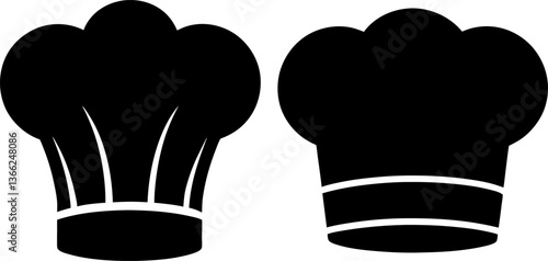 Chef hat vectors collection black and white, Vector of chef hat set design