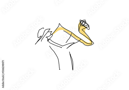  line abstract illustration of a jazz musician playing the trumpet