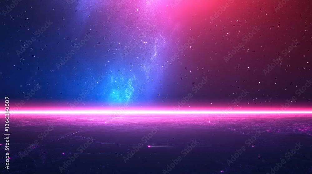 Fototapeta premium Abstract space nebula, vibrant colors, glowing horizon. Potential use for wallpaper or background image.