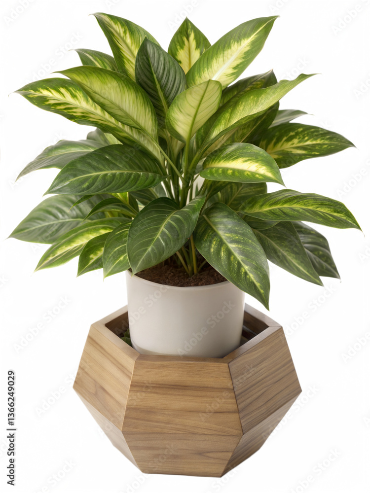 Obraz premium Creative and new Vibrant Peace Lily in Modern Wooden Planter
