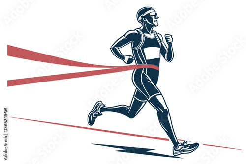 Triathlete Running Final Stretch Vector Art – Dynamic Race Illustration