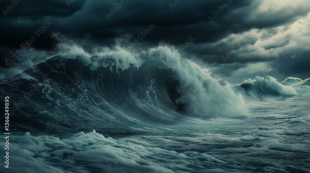 Obraz premium Gigantic ocean waves crashing