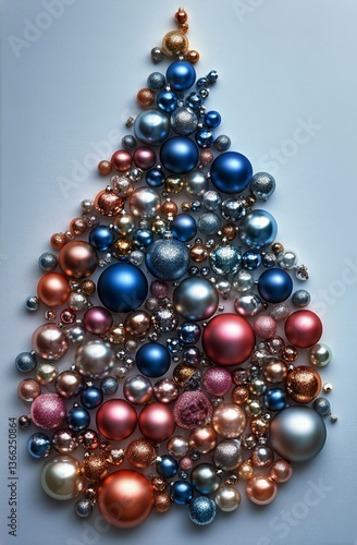 Colorful Arrangement of Ornaments Shaped Like a Christmas Tree Layout During ...