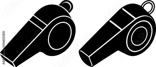 Whistle vectors collection black and white, Vector of black whistle set design