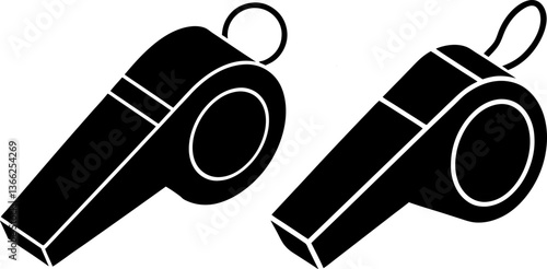 Whistle vectors collection black and white, Vector of black whistle set design
