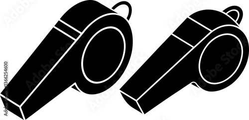 Whistle vectors collection black and white, Vector of black whistle set design