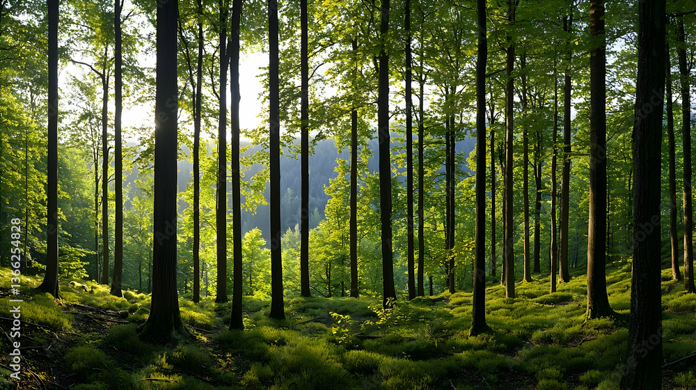 Fototapeta premium Forest Sunlight Panorama