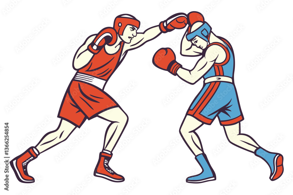 Boxing Clash. High-Impact Vector Illustration of Two Boxers Boxing Clash. High-Impact Vector Illustration of Two Boxers